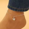 Joias transfronteiriças simples tornozeleira de amor de camada dupla moda Boêmia tornozeleira em forma de coração ornamentos para o pé de praia atacado