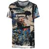 Camiseta Básica Gola Redonda para Mãe de Meia-idade Vintage Feminina Manga Curta Malha Verão Nova Tamanho Grande Slim Fit Camisa Top Emagrecedor