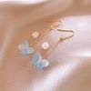 Pendientes de mariposa con cuentas de cristal azul degradado para mujer, nuevos pendientes largos de nicho de lujo ligeros de alta gama chinos, pendientes antiguos