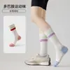 Meias Esportivas para Mulheres, Meias de Tênis Brancas, Meias Femininas de Cano Médio para Ciclismo e Corrida Secagem Rápida Fitness com Solado Atoalhado