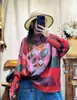 Suéter casual de punto de algodón versátil con estampado estilo coreano para mujer, nuevo top de moda otoño e invierno, ajuste ceñido, jersey para mujer