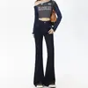 Jeans Americano Retro Design Emagrecedor Plus Velvet Micro-flare Outono/Inverno Novo Versátil Casual Jeans A14486