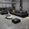 Sofá Vaca Grande Preto, sala de estar minimalista moderna italiana, tecido resistente a arranhões de gato, sofá de látex reto em formato de bloco para aluguel de apartamento