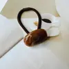Café con leche patrón de adoquín estilo retro simple banda para el cabello cuerda para el cabello nueva liga para el cabello para mujer accesorios para el cabello con cubierta de cuero de alta calidad
