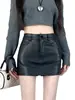 Pantalones de cuero PU falda corta para mujer otoño e invierno 2023 nuevos negros línea A falda tubo pantalones cintura alta adelgazantes pantalones de bota