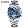 Reloj Longbo Longbo 83719 Venta al por Mayor Reloj de Cuarzo Transfronterizo Cronógrafo de Tres Ojos y Seis Manecillas Reloj Deportivo para Hombre Hombres
