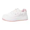 Zapatillas Blancas Lisas Estilo Minimalista Versátiles de Suela Gruesa Caña Baja Zapatos Casuales para Estudiantes de Secundaria Diarios Cómodos Zapatos de Mujer Venta al por Mayor