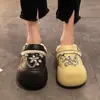 Zapatos de Celebridad de Internet Super Calientes con Agujeros de Estrella de Cinco Puntas para Mujer 2026 Invierno Nuevos con Suela Gruesa de Moda Cálidos con Talón Cubierto Pantuflas de Algodón con Piel