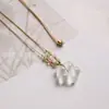 Colgante de Piedra Ojo de Gato Hielo, Diseño Floral Único, Exquisita Cadena para Clavícula a la Moda, Joyería Cultural y Creativa Estilo Chino, Colgante Flor de Dinero