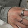 Anillo plisado geométrico irregular estilo coreano para mujer, anillo abierto de circón estilo retro, anillo para dedo índice de onda