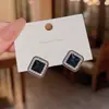 Pendientes Azules Cuadrados con Tachuelas de Diamante Estilo Coreano para Mujer, Diseño Geométrico de Nicho, Pendientes Sencillos con un Toque de Lujo, Pendientes de Moda para Celebridades de Internet