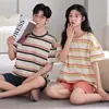 Pijamas de Pareja para Mujer Verano Algodón Puro Manga Corta Pantalón Corto Traje para Hombres y Mujeres Casual Algodón Se Puede Usar Fuera de Casa Ropa de Casa Venta al por Mayor