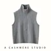 Chaleco de Cachemira de Punto Grueso para Mujer con Cremallera, Jersey de Cuello Alto, Corte Holgado, Para Superponer, Cárdigan Versátil Casual
