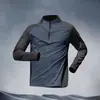 Ropa de Entrenamiento de Media Cremallera de Comercio Exterior para Hombre, Ropa de Secado Rápido, Manga Larga para Primavera y Otoño Verano, Deportes de Pista y Campo, Camiseta para Correr