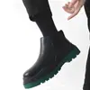 Botas Martin de Suela Gruesa Estilo Británico para Hombre, Botas Chelsea, Zapatos de Cuero de Caña Alta Tendencia en Negro