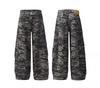 Pantalones Cargo Camuflaje Scimitar para Hombre Holgados de Pierna Ancha Pantalones de Mezclilla Diseño Inverso Personalidad Nicho Moderno High Street