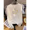 Camiseta de manga larga para mujer de algodón puro, nuevo estilo coreano para primavera y otoño, camiseta casual ajustada, top de capa base, todo algodón