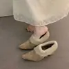Mocasines Vintage Marrones con Forro de Felpa para Mujer que Aumentan la Altura Interior, Zapatos de Algodón Cálidos de Tacón Alto Estilo Birkenstock para Otoño e Invierno
