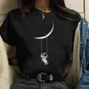 Harajuku Divertido Chica de los 90 Luna Camiseta para Mujer Dibujo Animado Cuello Redondo