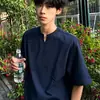 Camiseta de enfriamiento para hombre estilo old money, cuello en V manga corta, elegante y guapa, hecha de Tencel Lyocell, manga corta de verano, lino transpirable, de alta gama