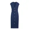 Atacado de Fabricantes de Roupas Femininas Transfronteiriças Novo Design 2025 Nicho Versátil Slim-Fit Vestido Casual