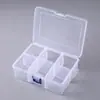 Caixa vazia grande com 6 compartimentos, caixa de armazenamento de plástico transparente para componentes de mesa, caixa de acessórios de ferragens com tampa articulada, caixa de armazenamento compartimentada