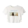 Playera Blanca Slim de Manga Corta con Estampado de Gato para Mujer Verano 2024 Dulce y Picante Ombliguera Corta Top Básico de Estudiante a la Moda