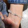 Pulseira de cristal branco natural transparente com corpo de vidro e design de prata 925