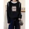 Camiseta de manga larga para mujer DeRong con diseño de hombros en bloques de color, nuevo top blanco engrosado 2026, capa base de otoño