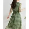 Vestido de seda de amoreira, vestido floral francês para o chá, vestido elegante feminino com acinturamento e corte A, roupas femininas de verão