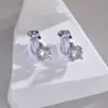 Pendientes Coreanos AAA con Circonita Micropavimentada sin Perforación para Mujer, Geométricos Simples de Moda, Lujo Accesible, Pendientes para Banquete de Boda, Ropa de Trabajo