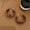 Aretes de Aro Elegantes de Leopardo de Felpa Vintage Otoño e Invierno para Mujer Diseño Nicho Sentido Distintivo Exquisitos Moda Combinable