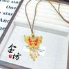 Pingente Borboleta Iridescente com Franja Dourado Areia Cobre Oco Banhado a Ouro Novo Estilo Chinês Pérola Vermelha Corrente para Clavícula Versátil Luxo Leve