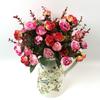 Flor Artificial 21 Rosas de Diamante Ramo Pequeño de Rosas Venta Directa de Fábrica Flor Falsa al por Mayor Decoración del Hogar Guangzhou Estambres de Rosa