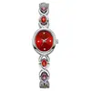 Novo Usado Tendência Oval Pedra Colorida Luz Arco-Íris Luxo Feminino Relógio Clássico Fofo Oval Feminino Pulseira Relógio