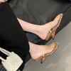 Meia-calça de Salto Alto Sapatos de Plataforma Femininos 2025 Verão Novos Sapatos de Praia Renda Furada Confortáveis Chinelos de Salto Alto Bico Fechado
