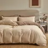 Juego de Cama de Cuatro Piezas de Algodón Puro de Lujo Ligero de Gama Alta Funda Nórdica de Algodón Puro Simple Forro Polar Cepillado Espeso Sábana Bajera Sábana Plana Ropa de Cama Cálida para Dormitorio