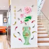 Papel de Parede Autoadesivo 3D Adesivos de Parede Sala de Estar TV Sofá Parede de Fundo Pintura Decorativa Quarto Papel de Parede Lótus Vestido Decotado