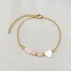 Pulseira Popular Europeia e Americana Transfronteiriça para Mãos, Simples e Popular, Feita de Aço Inoxidável Banhado a Ouro 18K com Pedras Naturais Unidas, que Não Desbota, para Mulheres