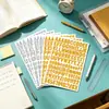 Pegatinas de abecedario inglés A4 transfronterizas, pegatinas de papel de aluminio dorado y plateado, pegatinas de letras inglesas, pegatinas pequeñas para scrapbooking, pegatinas de decoración DIY