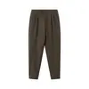 Calça de seda gelada masculina verão fina solta perna larga nove pontos calça de marca moderna zíper punho elástico calça western primavera outono calça casual