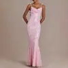 Vestido de estilo celebridad transfronterizo europeo y americano 2026 con lentejuelas y tirantes de cuentas, falda de sirena, vestido largo ajustado sin espalda para fiesta de noche