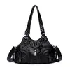 Bolsa de ombro de couro lavado de comércio exterior com estampa de leopardo e rebites, bolsa transfronteiriça popular, bolsa transversal versátil e da moda, bolsa de mão estilosa