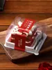 Caja de Empaque para Pastel de Terciopelo Rojo Ruili Caja Desechable para Pasteles de Patio Mousse Slice Caja Transparente para Llevar