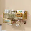 Estante de almacenamiento de pared para dormitorio de estudiantes, estante colgante adhesivo para dormitorio, organizador de pared para mesita de noche/sobre cama, cesta colgante sin perforaciones