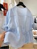 Blusa de Linho Puro de Alta Qualidade, Irregular, Chique e Bonita para Mulheres, Top de Verão Super Estiloso, Camisa Estilo Boneca