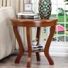 Mesa de café pequeña de madera maciza, mueble auxiliar simple, mesa redonda pequeña de doble capa, mesa lateral para sofá de sala de estar estilo chino, mesa de esquina, mesa redonda estilo americano