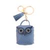 Mini bolso creativo de cuero con forma de búho, bonito bolso para auriculares Bluetooth, bolso de almacenamiento, llavero, bolso colgante