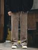 Calça Casual Masculina Quente Primavera e Outono 2025 Nova Veludo Cotelê Xadrez Solta Reta Masculina Wide Leg Calça de Moletom