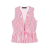Atacado Fabricante de Roupas Femininas Transfronteiriço 2026 Ins Celebridade da Internet Estilo Quente Moda Slim Fit Top Listrado com Detalhes de Nó